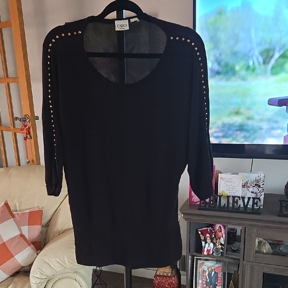 Chico's Black Sweater with Gold Stud Accents 🖤  PRE LOVED